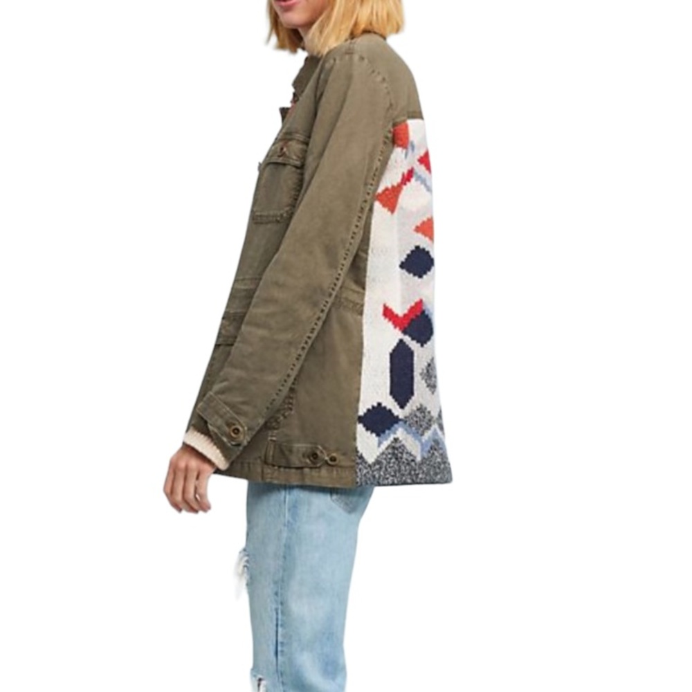 Anthropologie Sweater Knit Back Anorak Utility Jacket